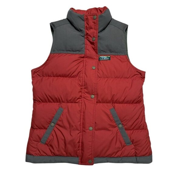 L.L. Bean Sz XS Vest Womens Down Tek Rust Red Grey Puffy llbean Outdoor Classic - Picture 2 of 7